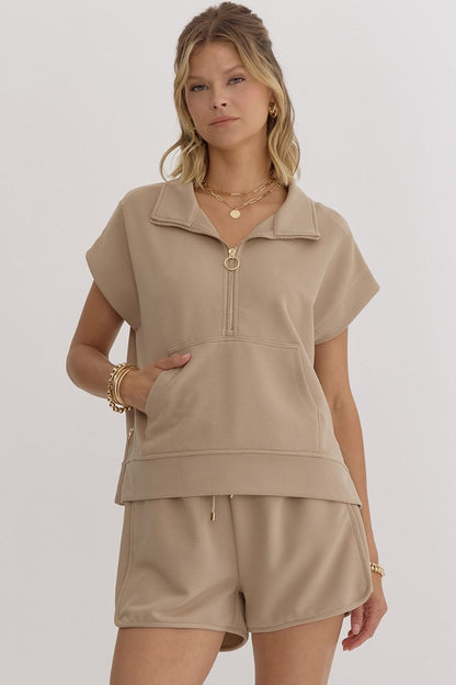 Beige Collared Top