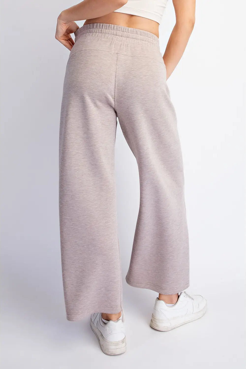 Modal Scuba Cropped Wide Pant - Taupe
