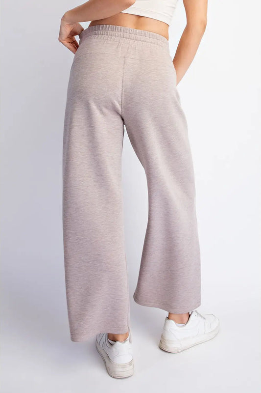 Modal Scuba Cropped Wide Pant - Taupe