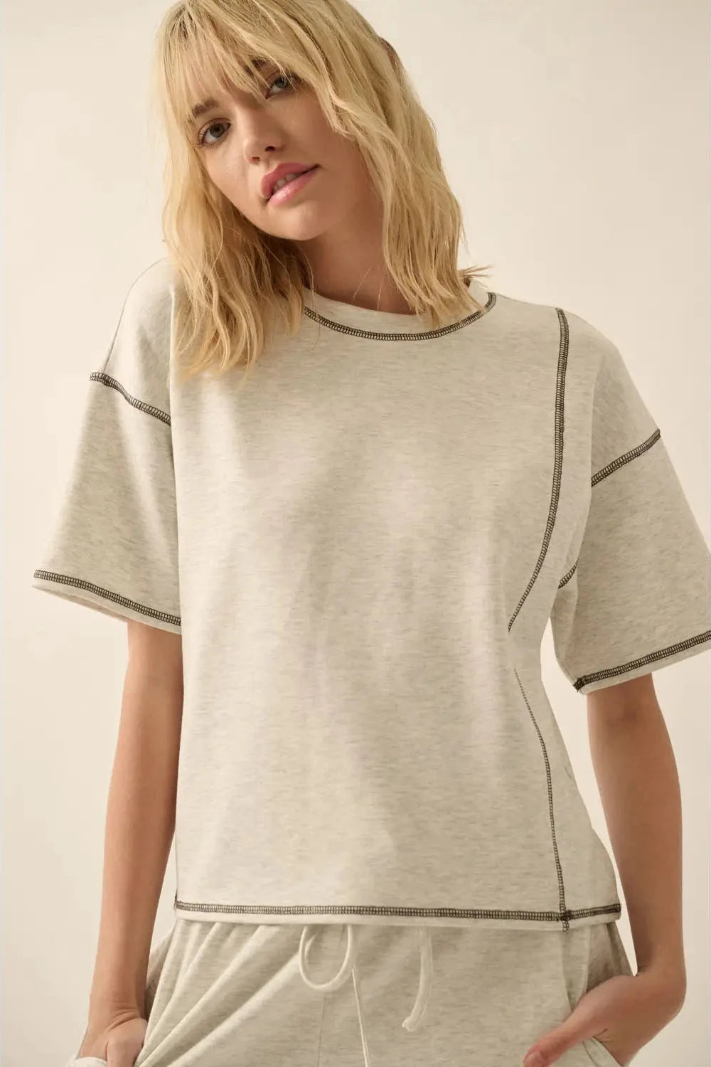 Scuba Contrast-Stitch- Heather Grey