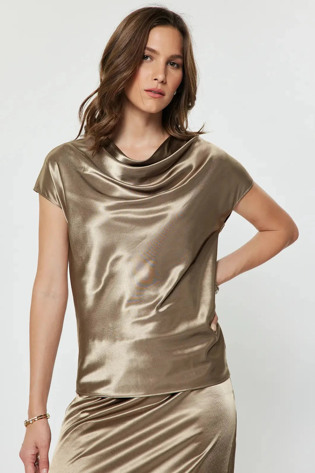 Cowl Neck Mixed Top