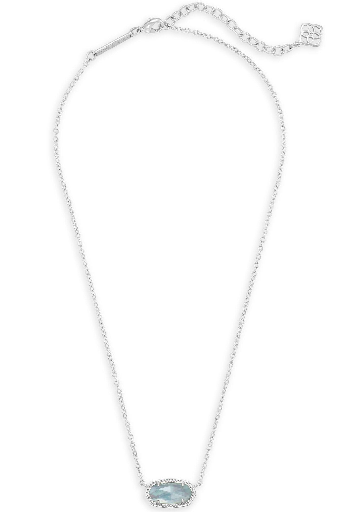 Kendra Scott Elisa Short Pendant Necklace - Rhodium Light Blue Illusion