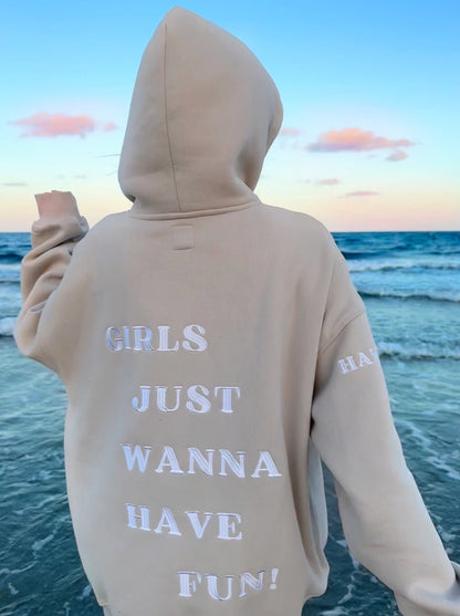 Girls Just Wanna Have Fun Embroidered Hoodie