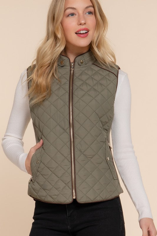 The Staple Quilted Vest - Olive