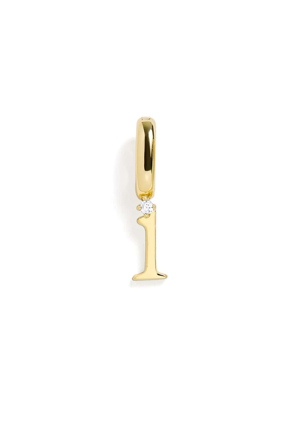 Gold number 'i' pendant on a white background