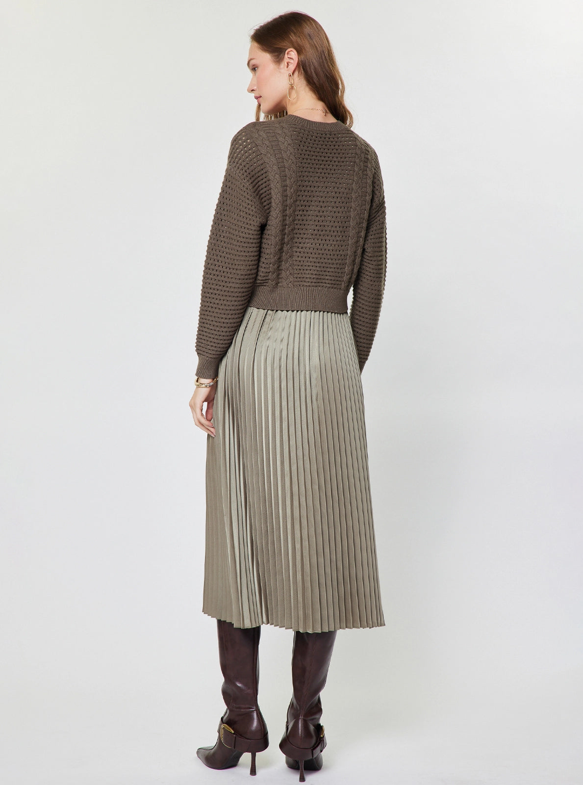 Pullover Sweater & Pleated Dress Set