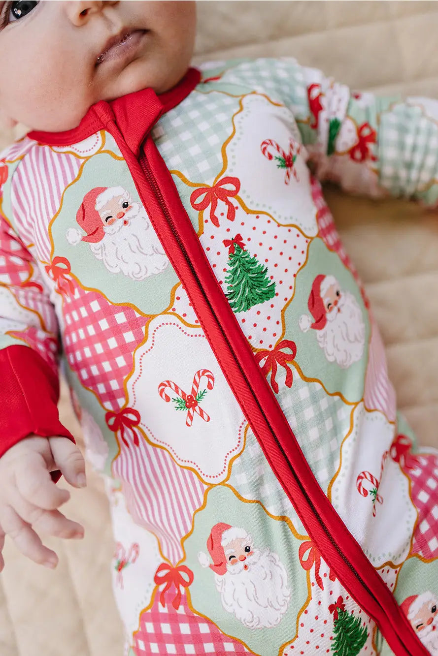 Santa Patchwork Bamboo Onesie