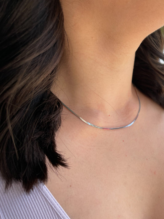 Micro Silver Herringbone Necklace