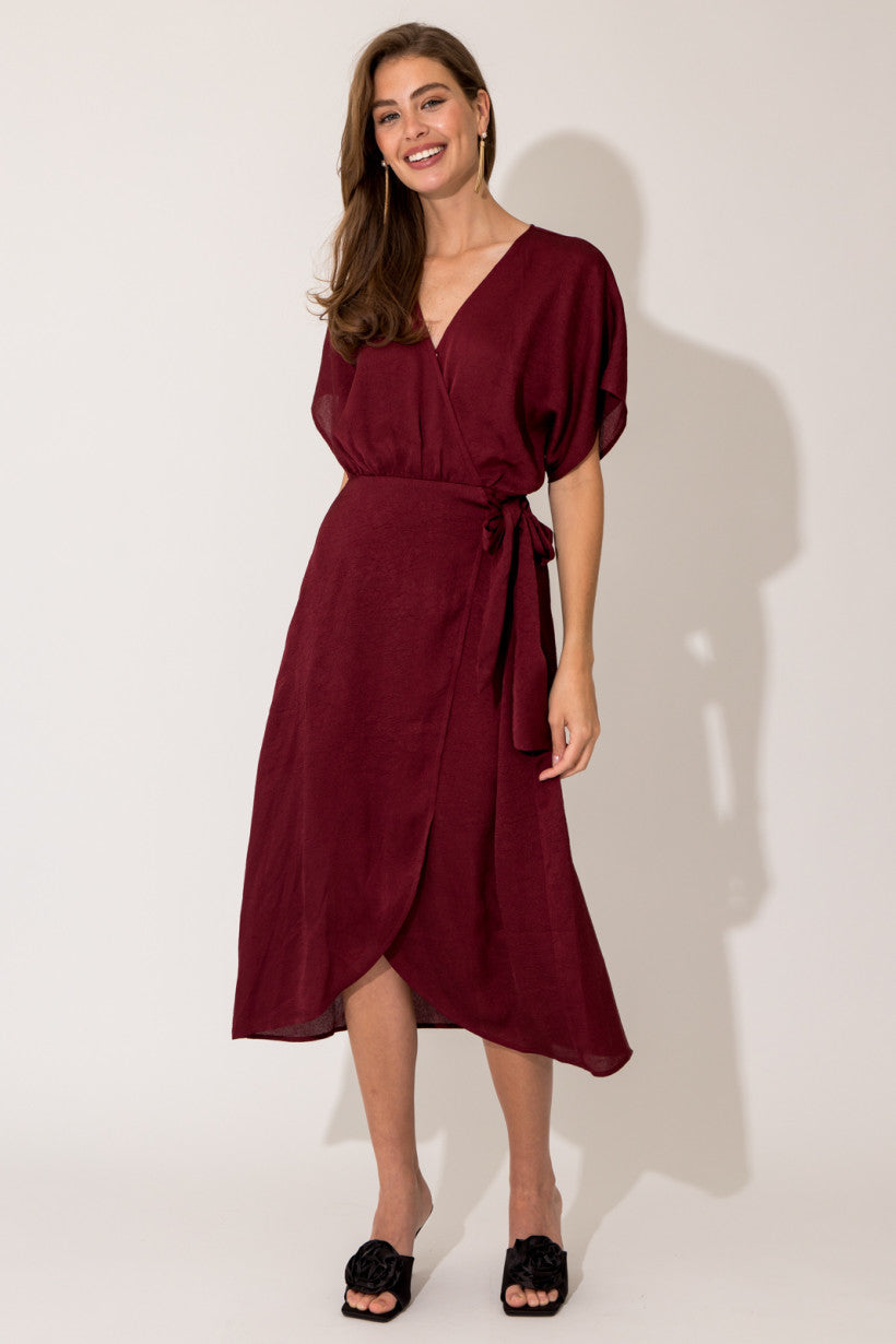 Wine clearance midi dress