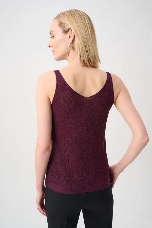 Joseph Ribkoff Sparkly V-Neck Pullover - Elderberry