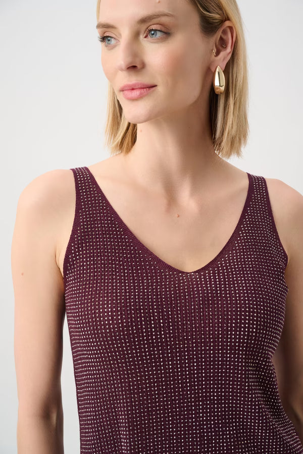 Joseph Ribkoff Sparkly V-Neck Pullover - Elderberry