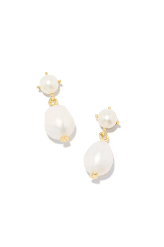 Kendra Scott Eve Gold Drop Earrings in White Pearl