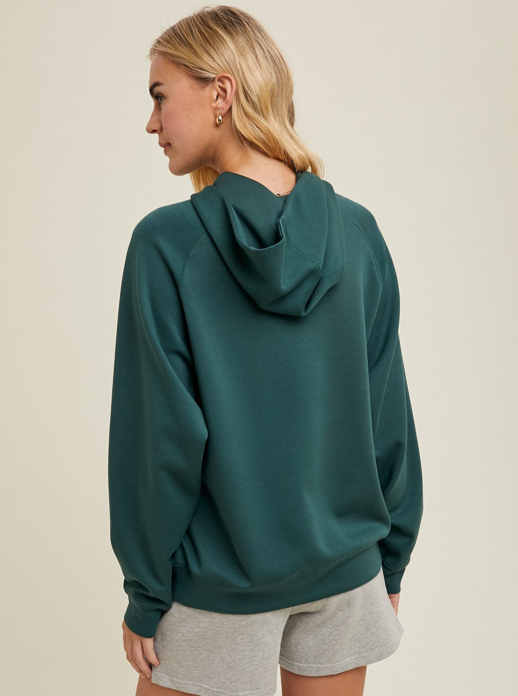 Green Casual Knit Hoodie