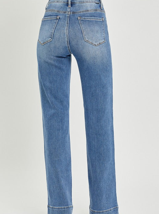 Risen High Rise Straight Jeans