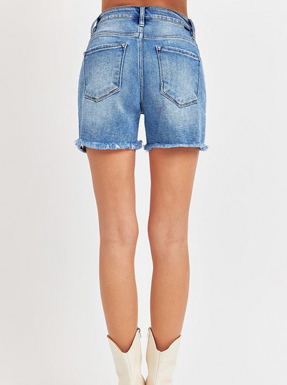 Risen High Rise Front Seam Jean Shorts