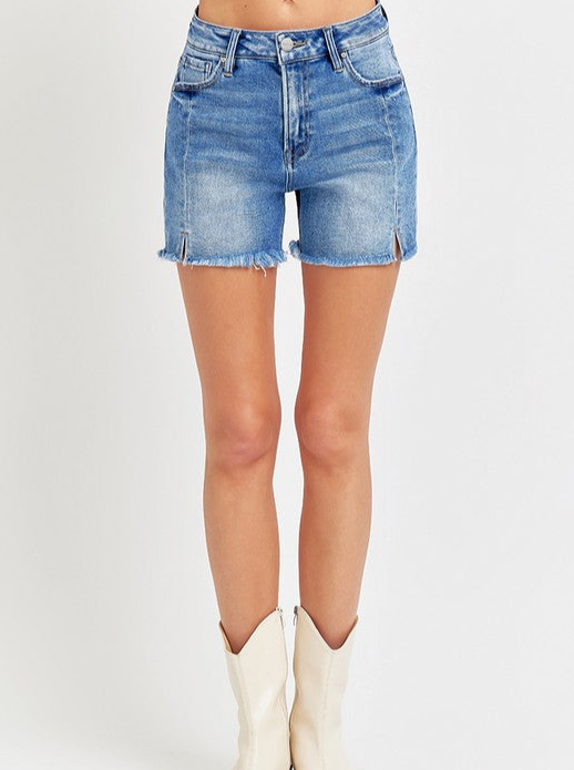 Risen High Rise Front Seam Jean Shorts