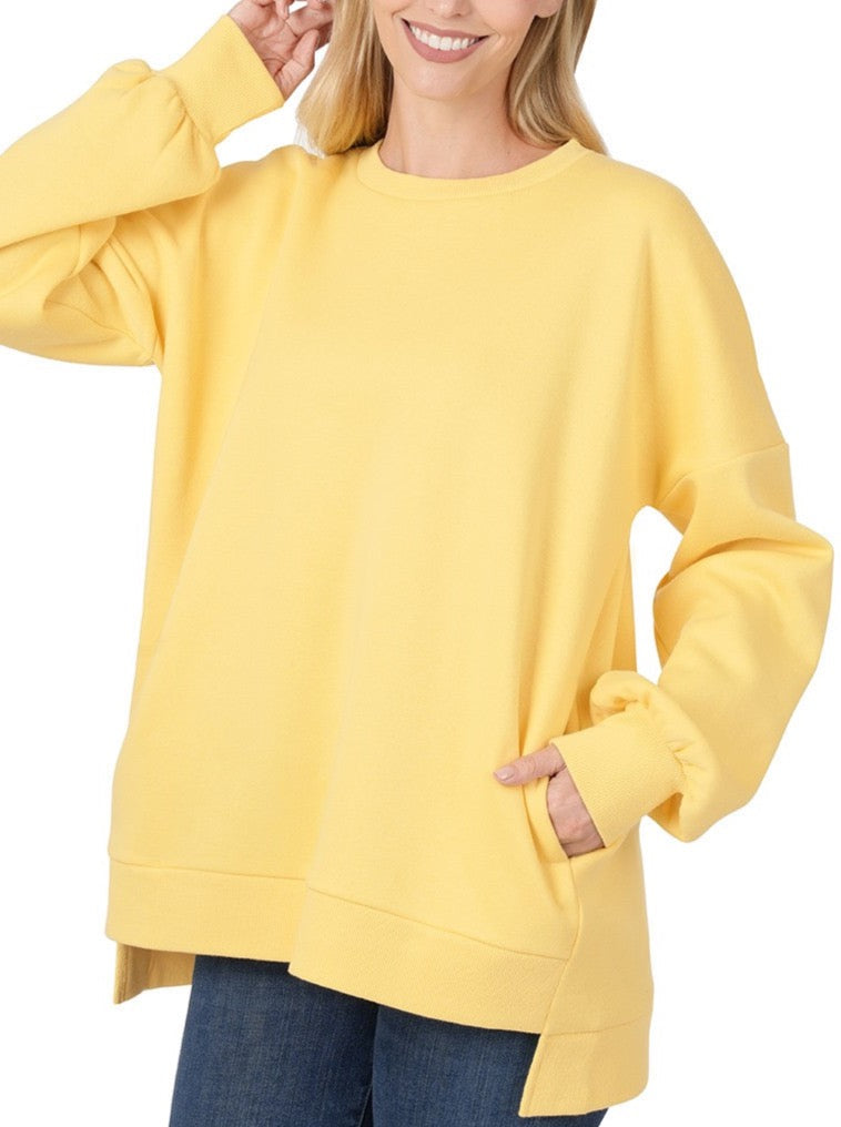 Light Yellow Crewneck with Side Pockets