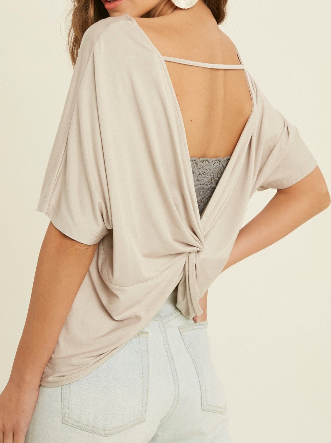 Champagne Twisted Back Top