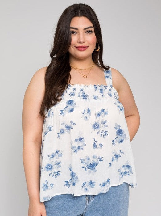 Plus Size Smocked Floral Top