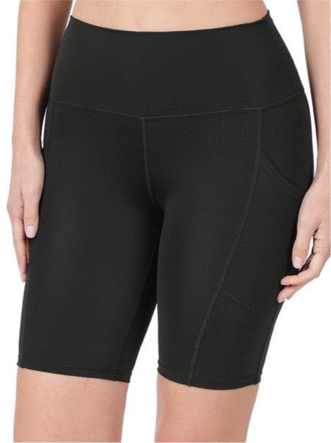 Black Biker Shorts with Pockets