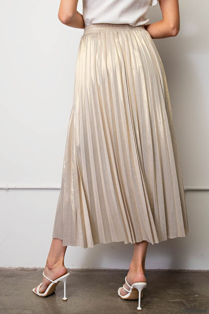 Champagne Pleated Maxi Skirt