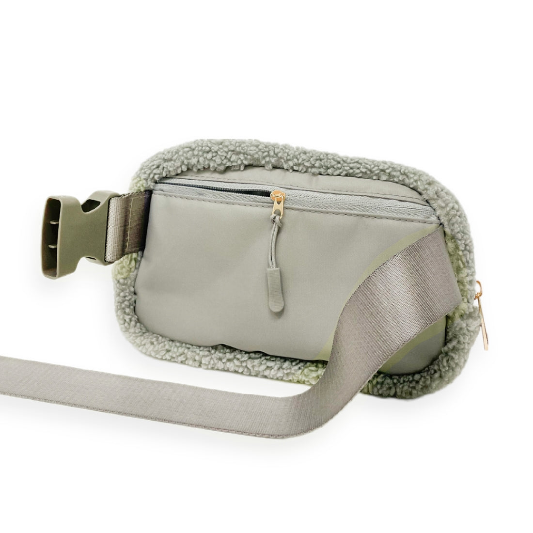 Cozy Grey Sherpa Belt Bag Wallet Set Simply Blessed Boutique