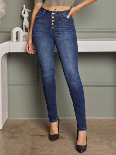 KanCan High Rise Curvy Fit Jeans with Buttons