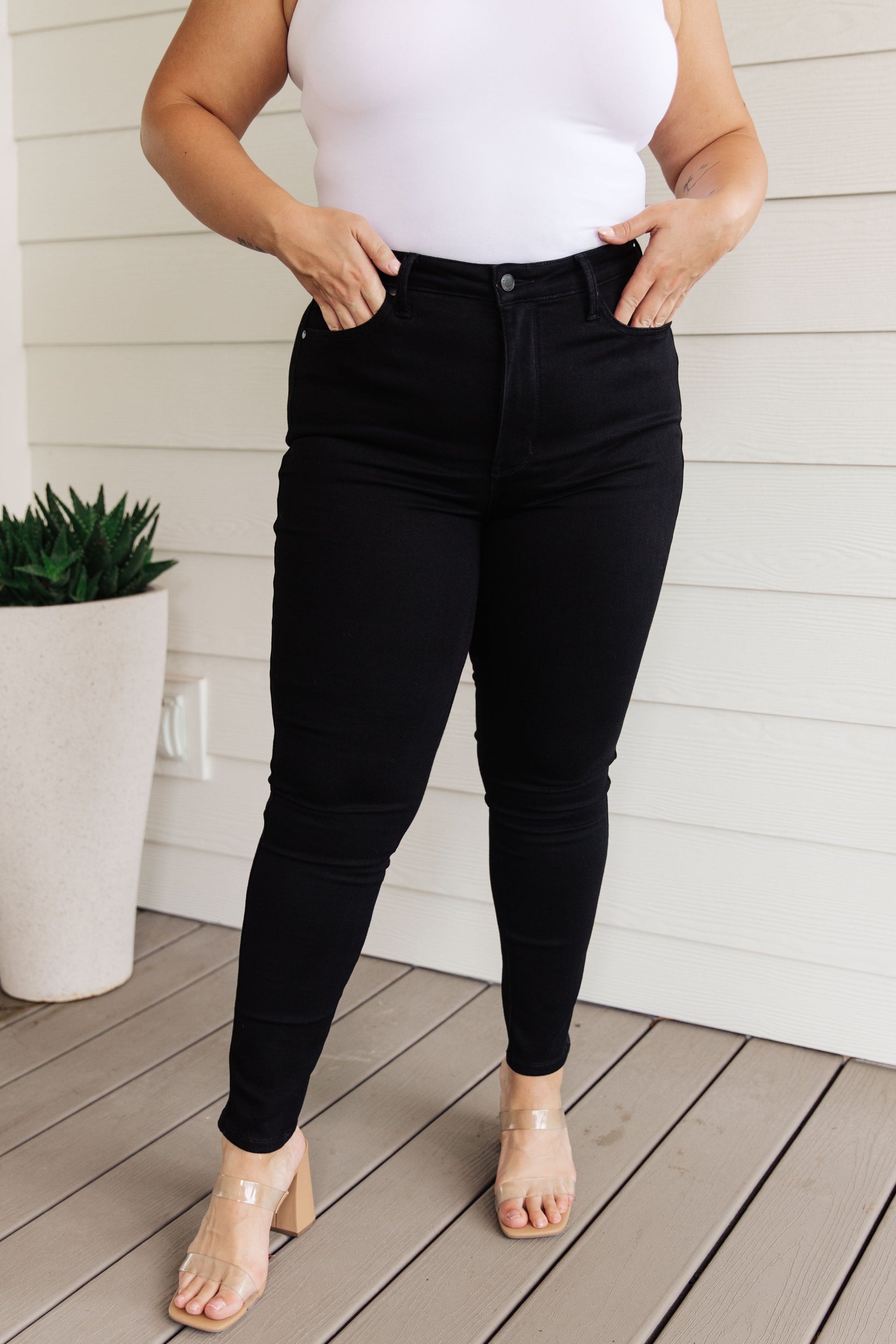 Audrey High Rise Control Top Classic Skinny Jeans in Black (ONLINE EXC –  Simply Blessed Boutique