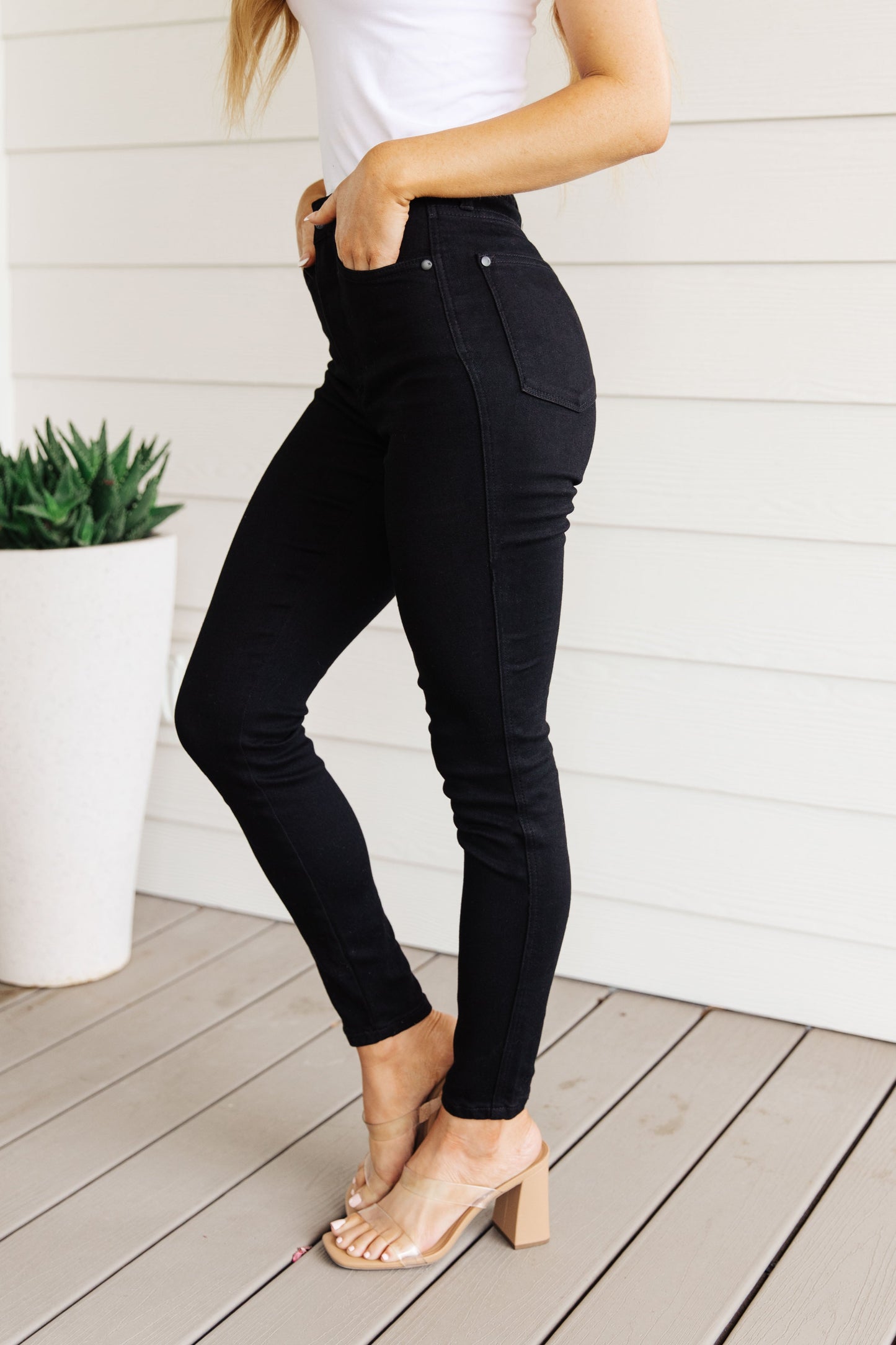 Audrey High Rise Control Top Classic Skinny Jeans in Black (ONLINE EXCLUSIVE)