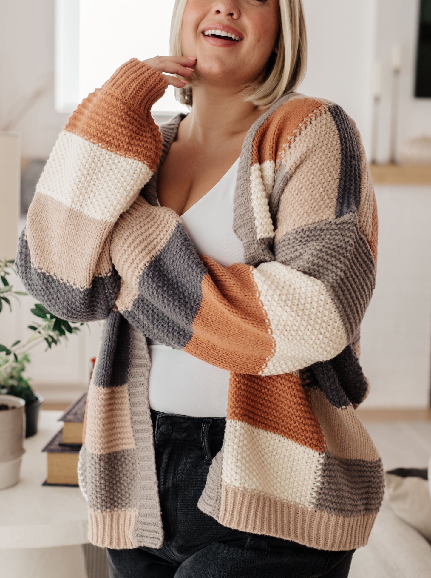 Brown Sugar and Molasses Checkered Cardigan (Online Exclusive)
