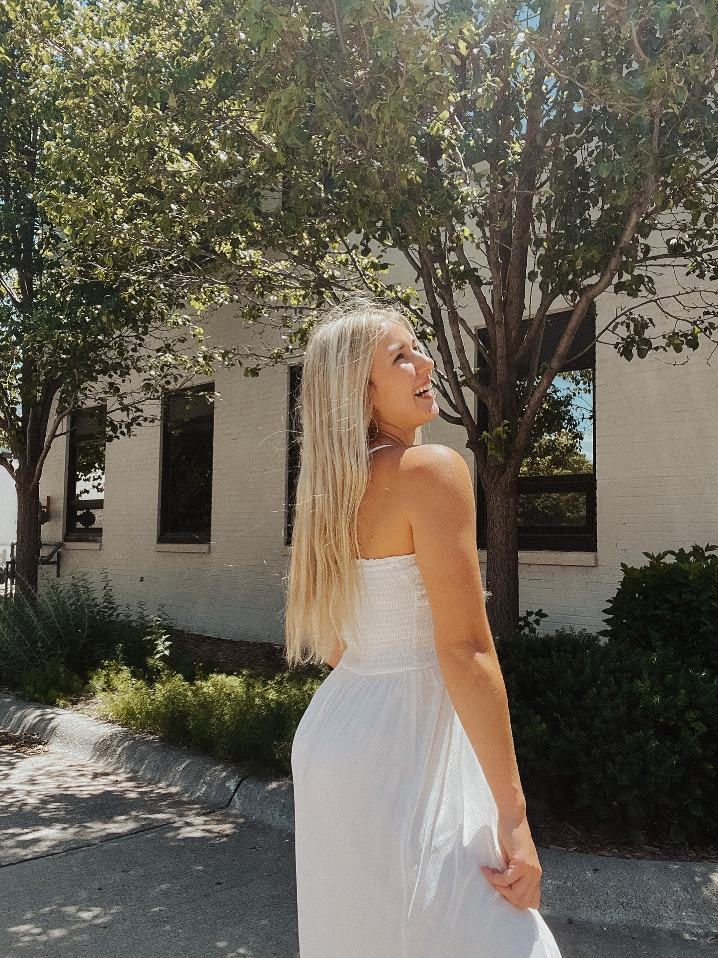 White Smocked Maxi Dress