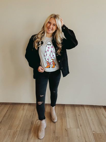 Spooky Ghost with Boots Graphic Tee