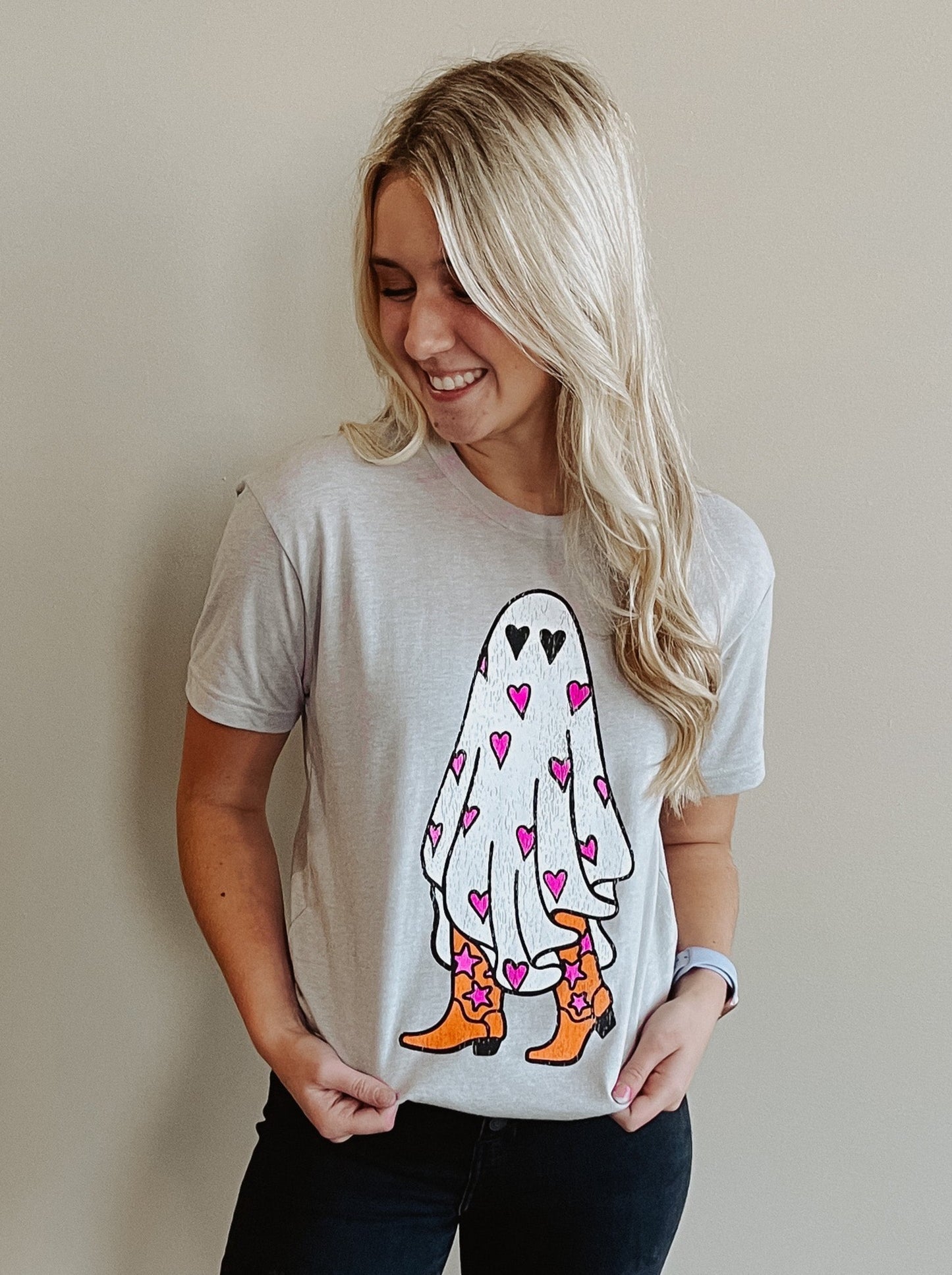 Spooky Ghost with Boots Graphic Tee