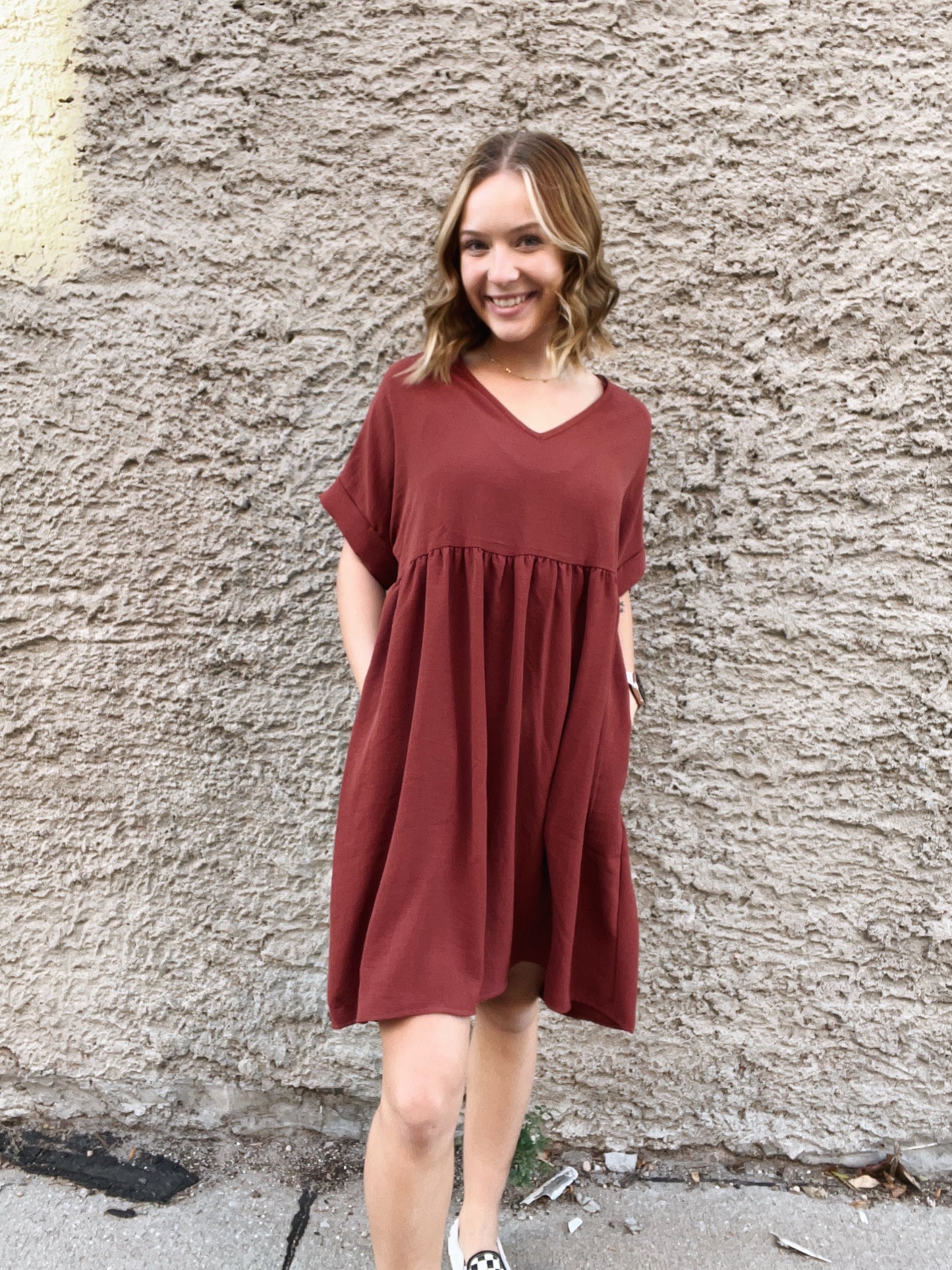 Red Brown Hunter Shift Dress