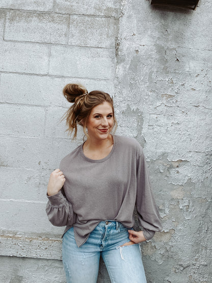 Gillian Grey Knit Top