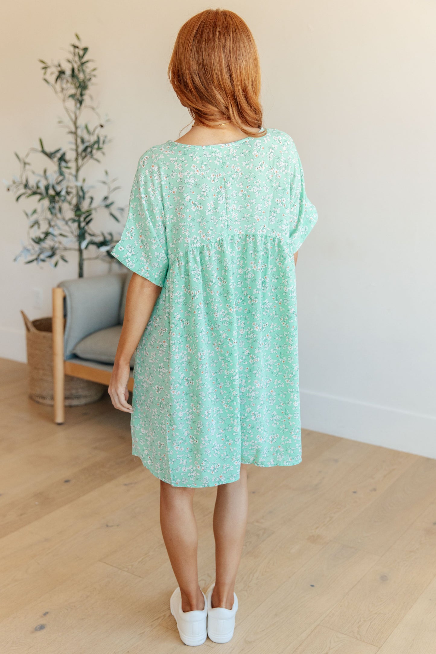 Rodeo Lights Dolman Sleeve Dress in Mint Floral (Online Exclusive)