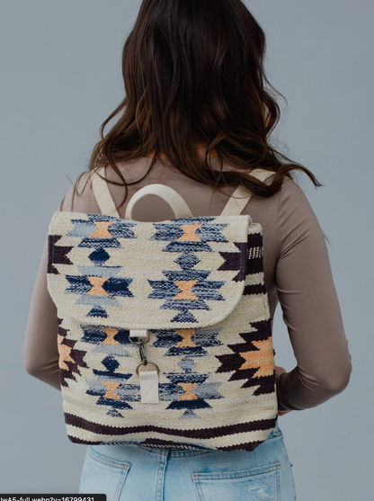 Yellow, Brown, and Blue Aztec Backpack