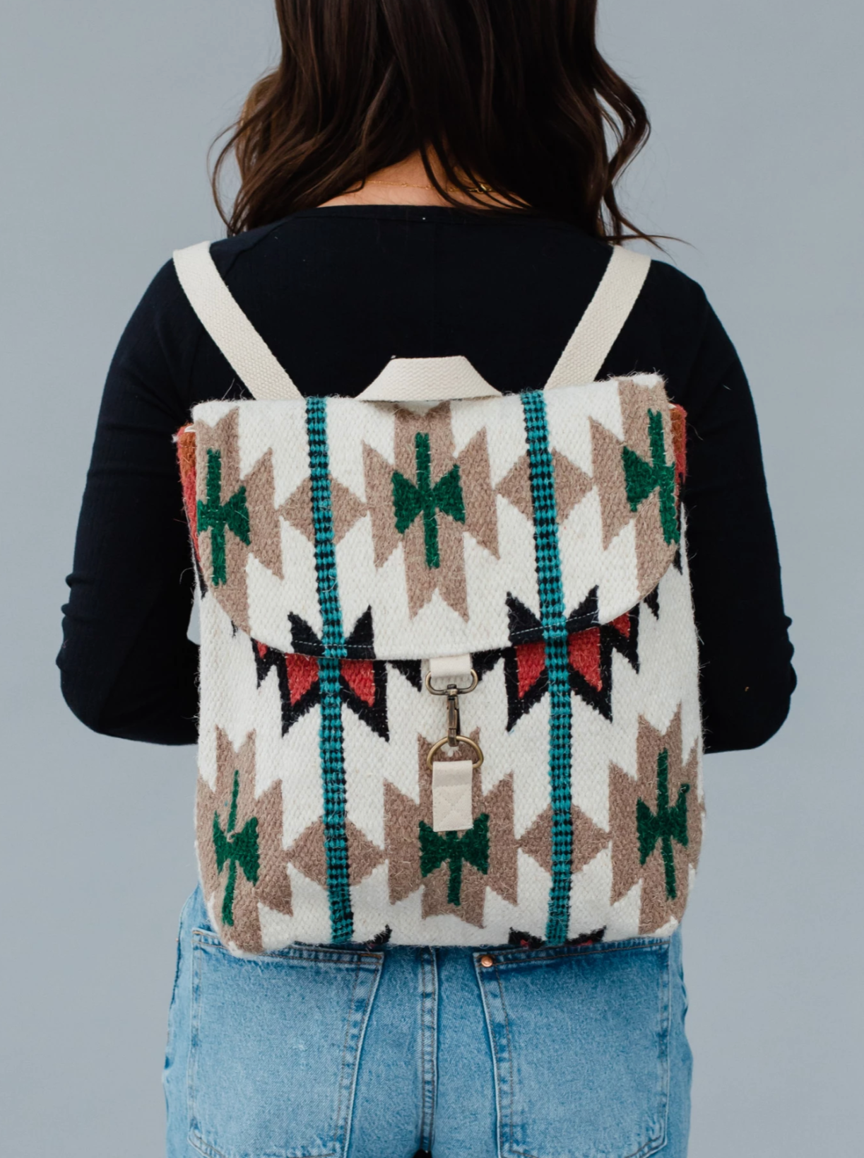 Red, White, Black, and Green Aztec Backpack