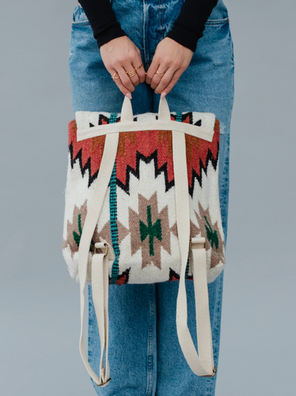 Red, White, Black, and Green Aztec Backpack