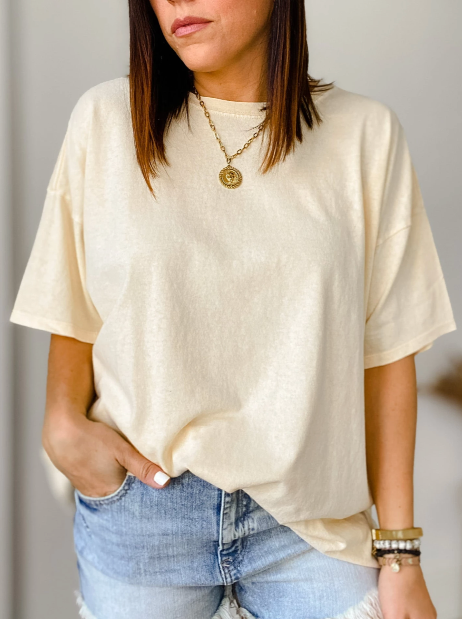 Premium Oversized Boyfriend Tee - Light Yellow