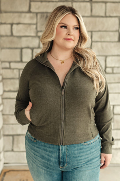 Where Are You Zip Up Jacket in Olive (Online Exclusive)