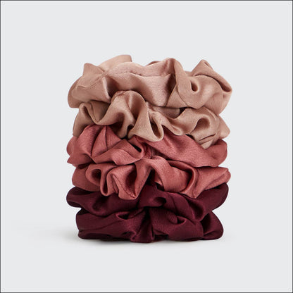 Holiday Satin Scrunchies 6 pc - Mulberry Spice