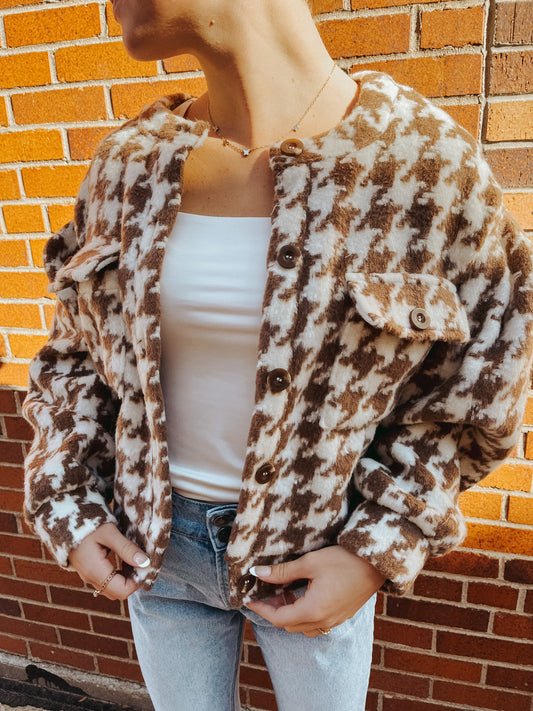 Brown Houndstooth Shacket