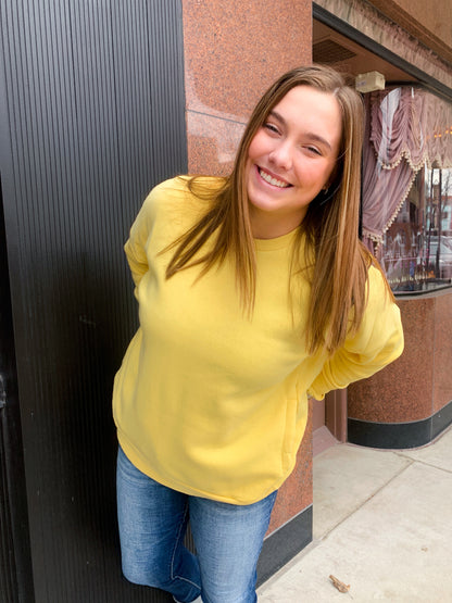 Light Yellow Crewneck with Side Pockets
