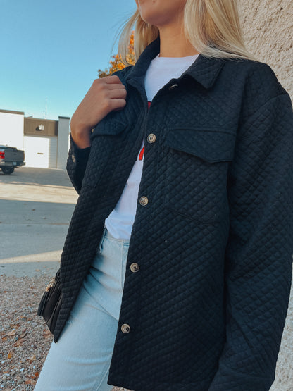 Brinn Quilted Shacket - Black