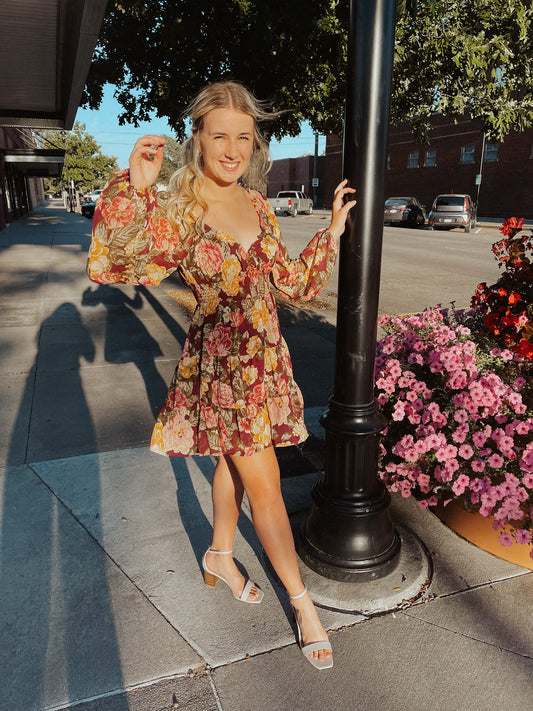 Romantic Floral Print Dress